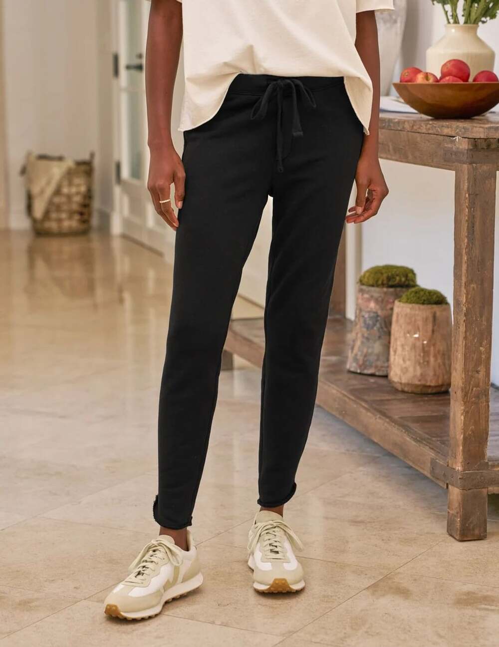 Frank & Eileen Christine Tulip Cotton Terry Jogger Sweatpants Black Large